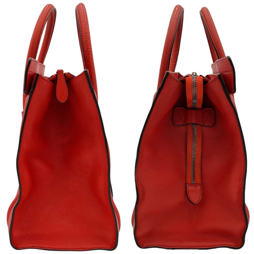 Celine Mini Luggage Tote Vermillion Drummed Calfskin Leather Bag - Picture 7 of 14